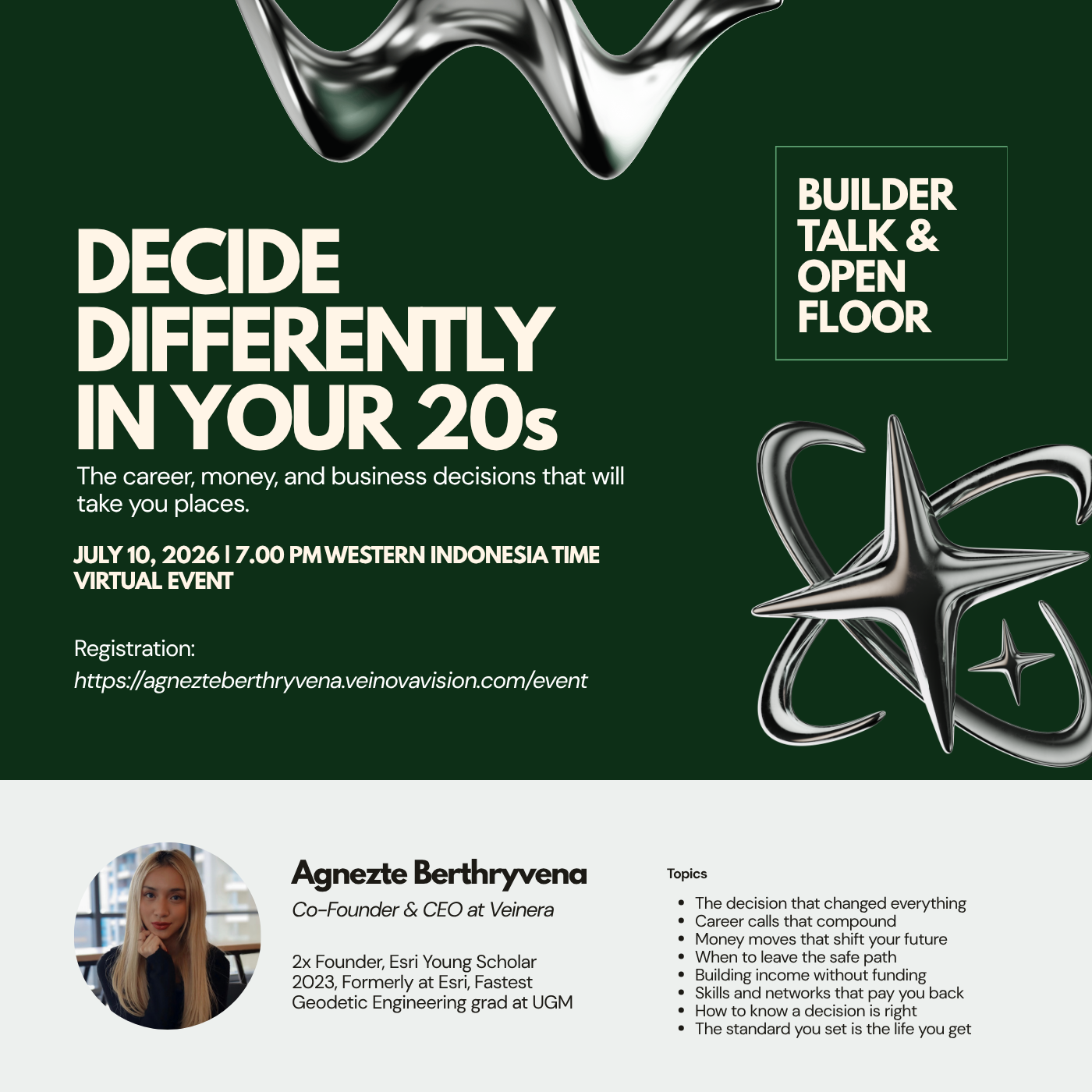 Decide Differently in Your 20s, event poster